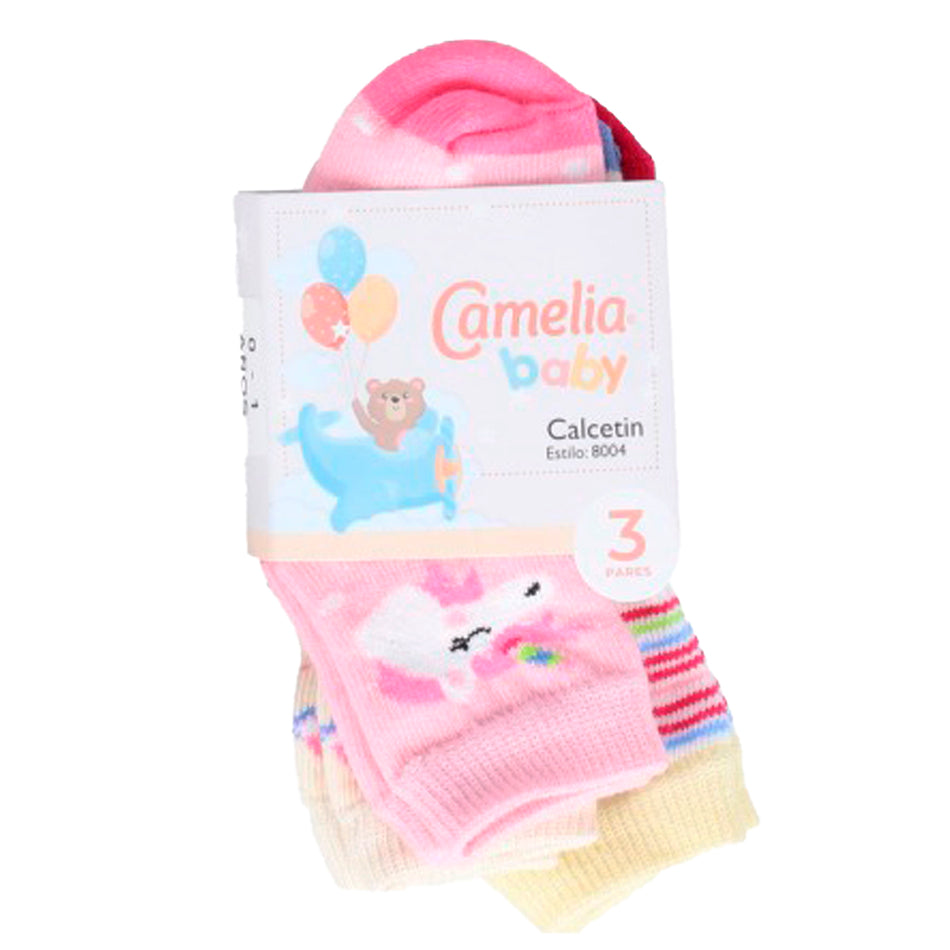 mundo buba - Set 3 pares de calcetines de algodón bebé tonos rosa a 6 meses  – mundobuba